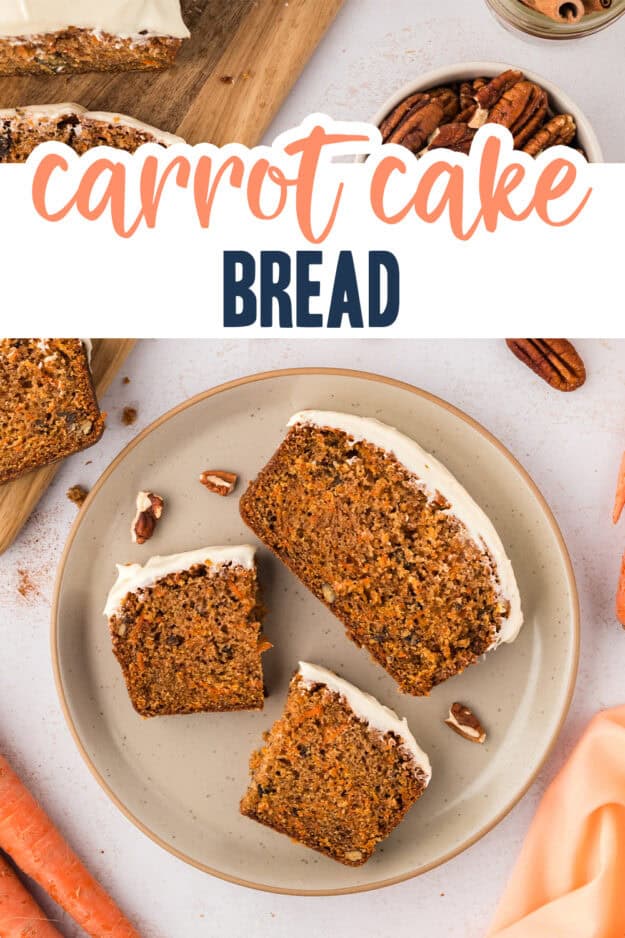 Slices of carrot cake bread on plate.
