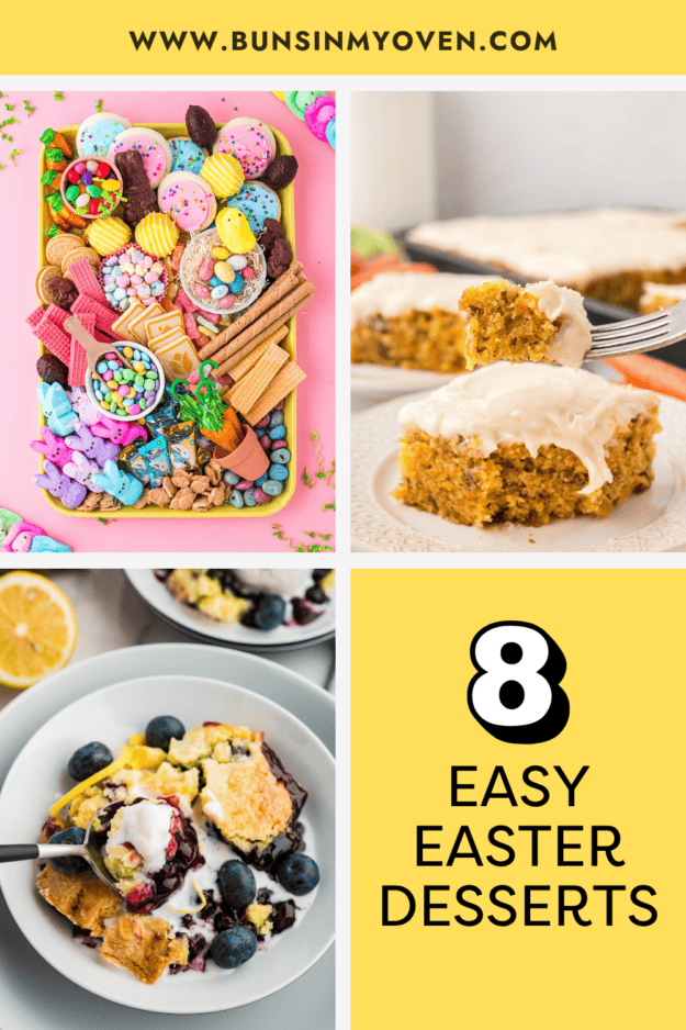 Collage of Easter dessert images for Pinterest.