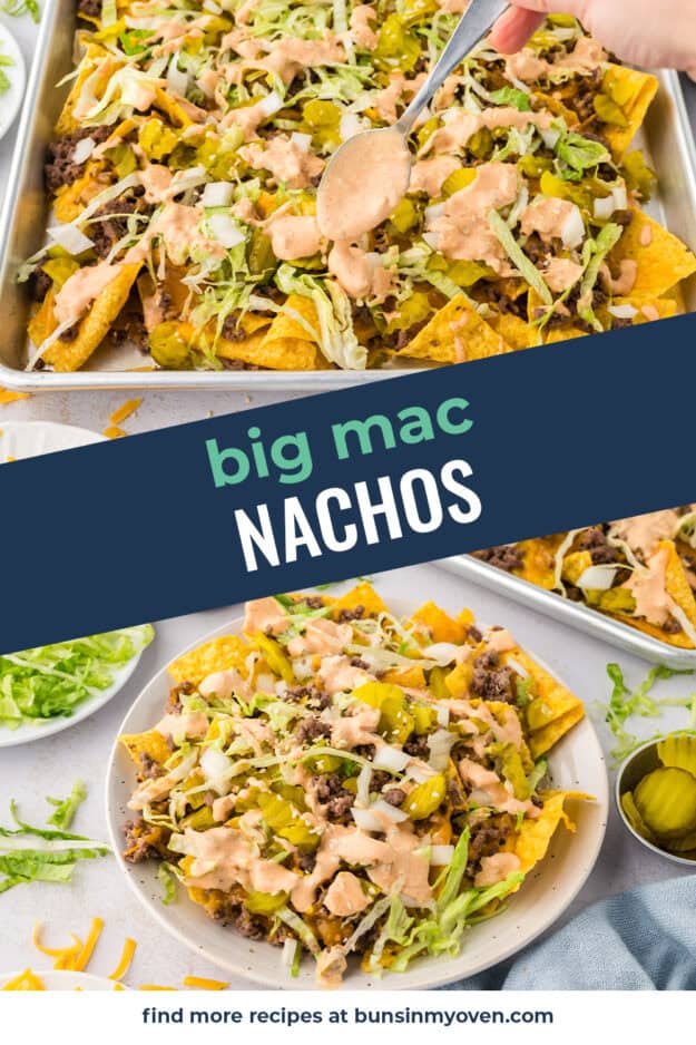 Collage of big mac nachos images.