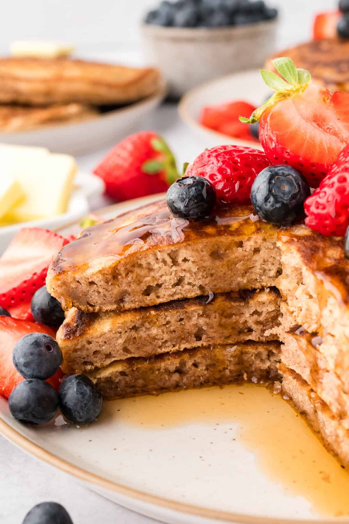 Cut view of homemade buttermilk pancake recipe.