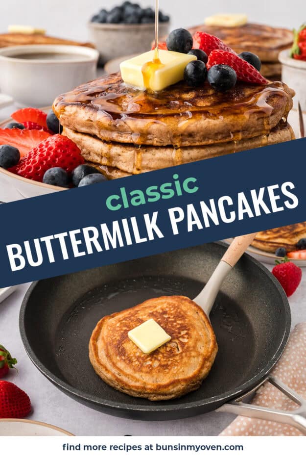 Collage of buttermilk pancake images.