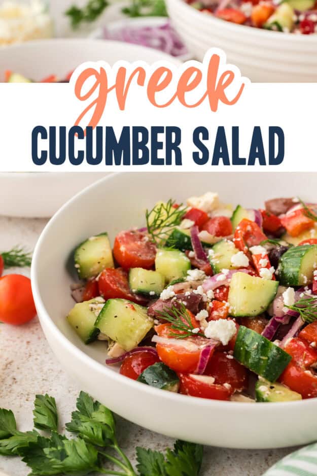 White bowl filled with cucumber salad.