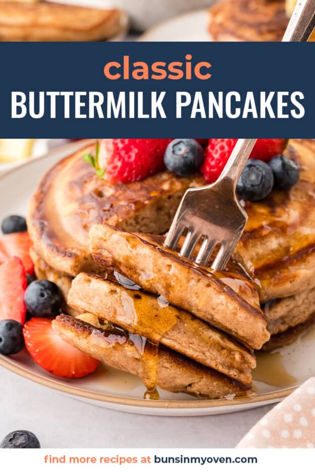 Fork full of pancakes.