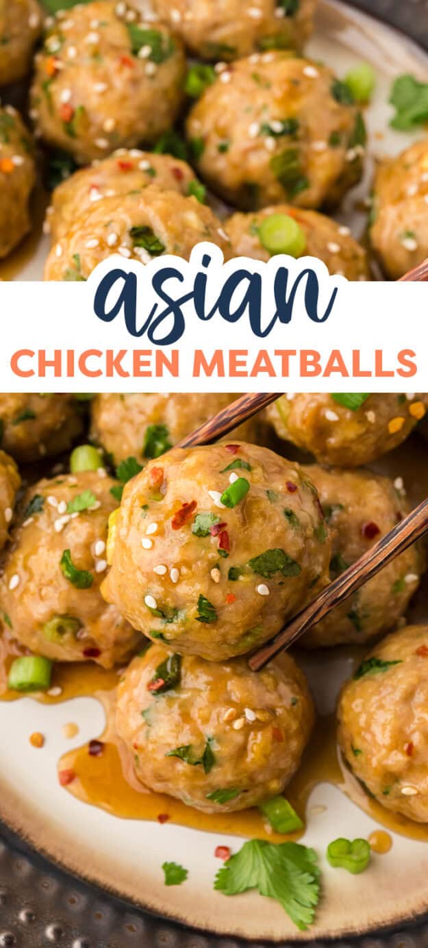 Pile of Asian chicken meatballs on lpatter.