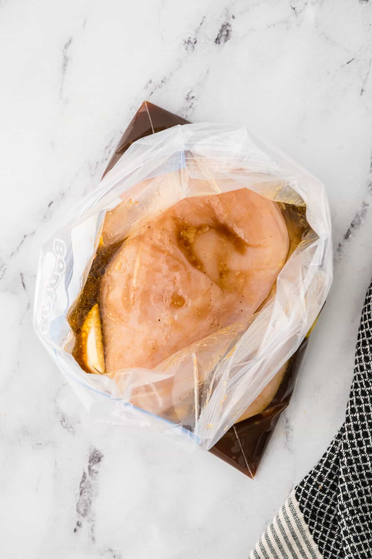 Chicken breasts in easy chicken marinade.