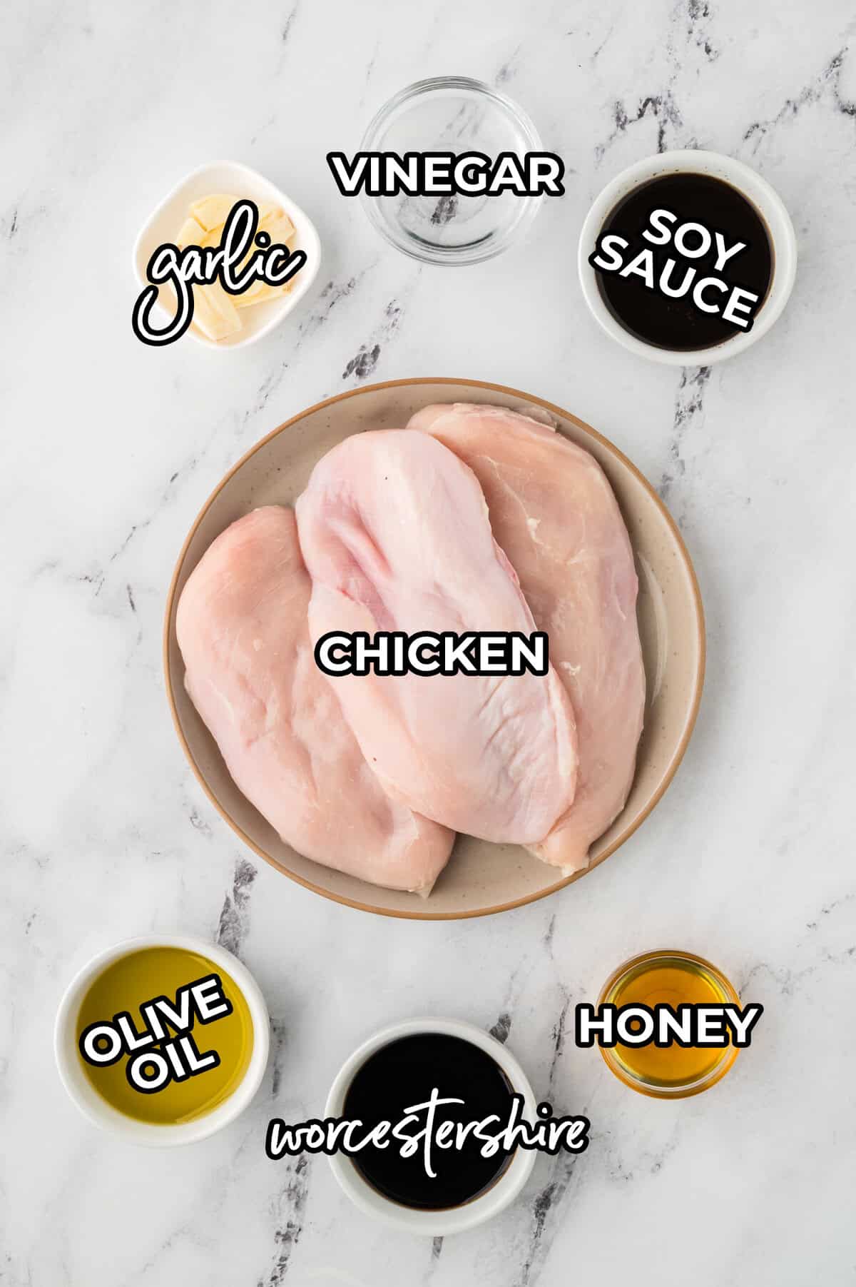 Ingredients for grilled chicken recipe.