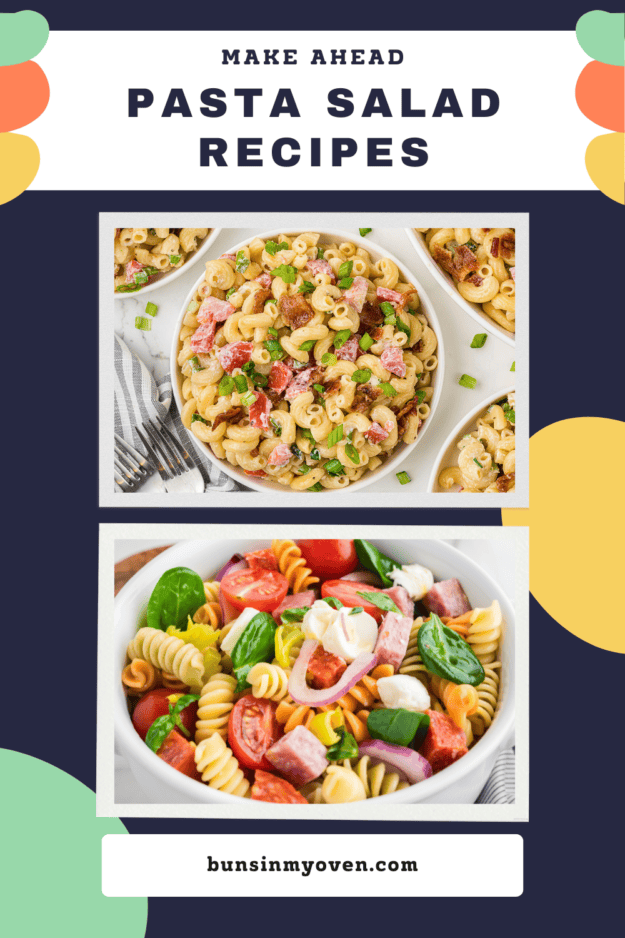 Pasta salad image collage for Pinterest.
