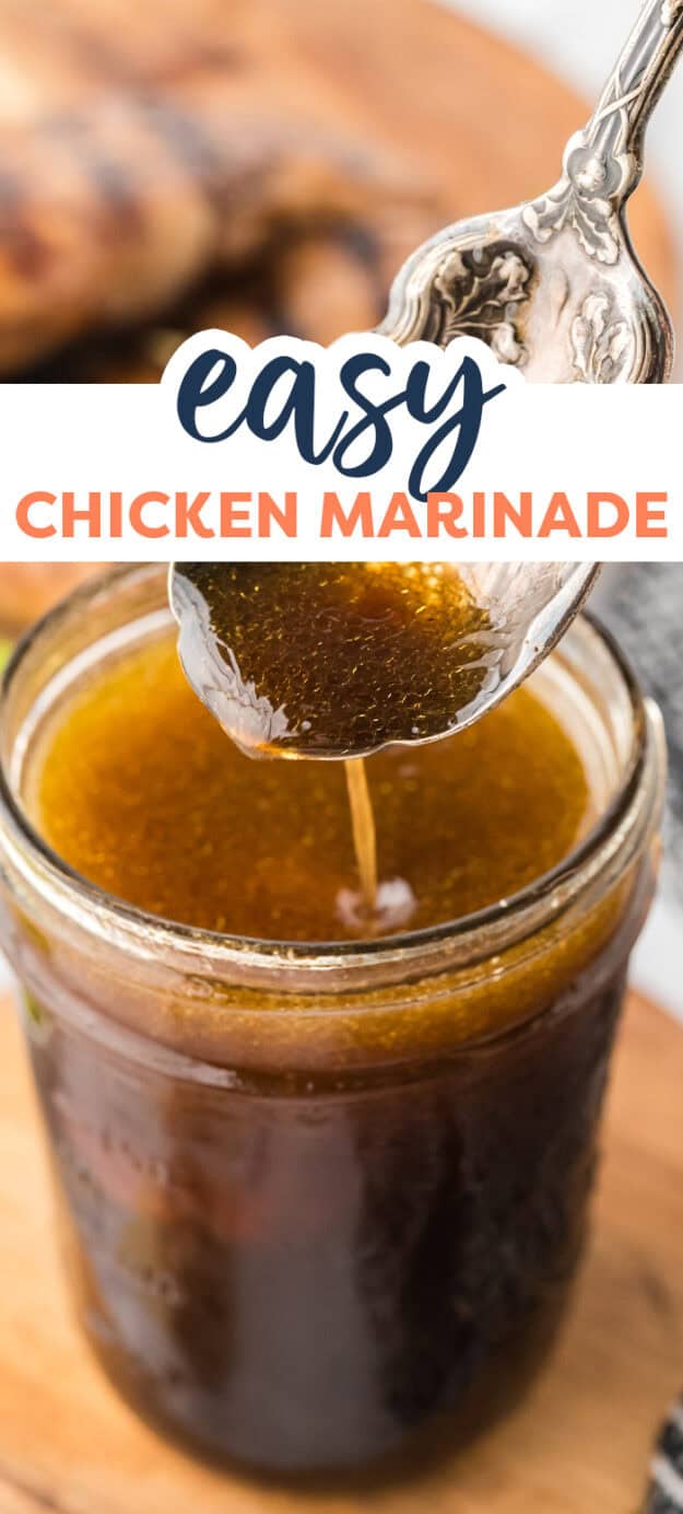 Chicken marinade in mason jar.