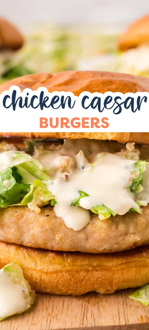 Chicken Caesar burger with salad on top.