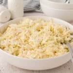 Serving bowl filled with vinegar coleslaw recipe.