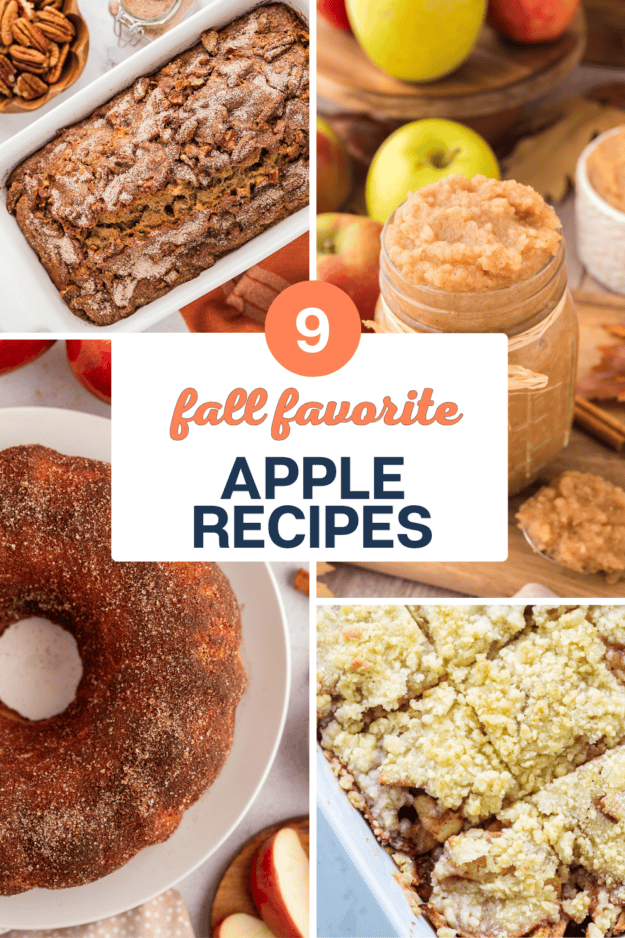 Collage of apple recipe images.