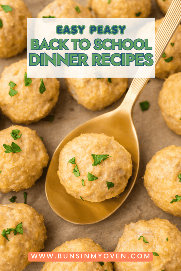 Baked chicken meatballs on sheet pan.