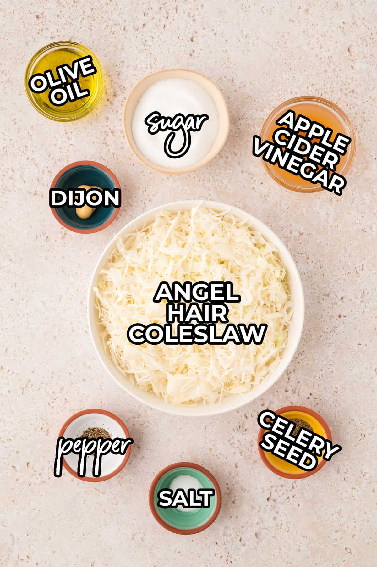 Ingredients for vinegar coleslaw.