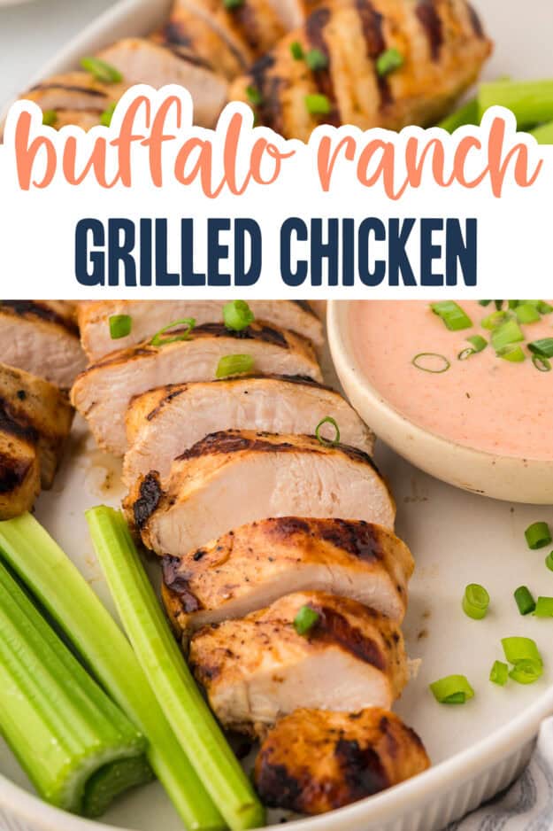 Plate topped with sliced grilled chicken.