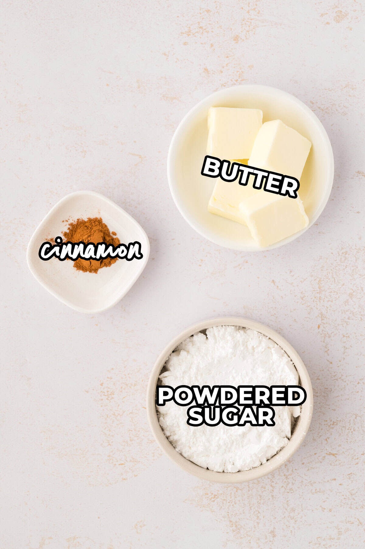 Ingredients for brown butter glaze on counter.