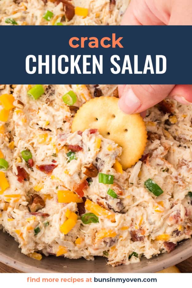 Crack chicken salad on crackers.