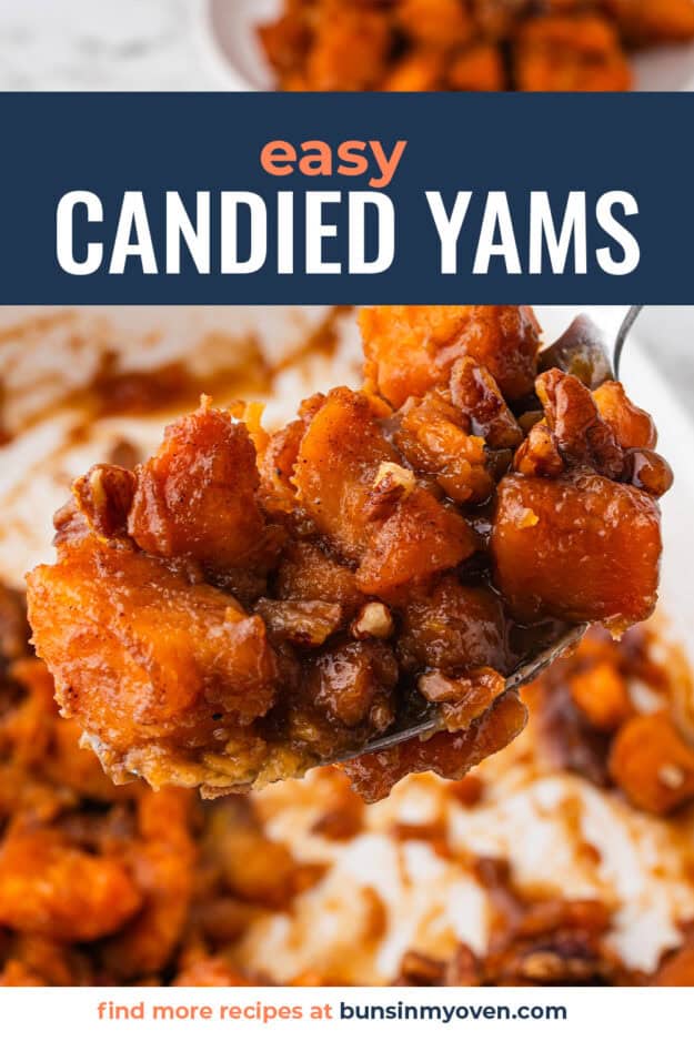 CAndied yams made from canned yams in dish.