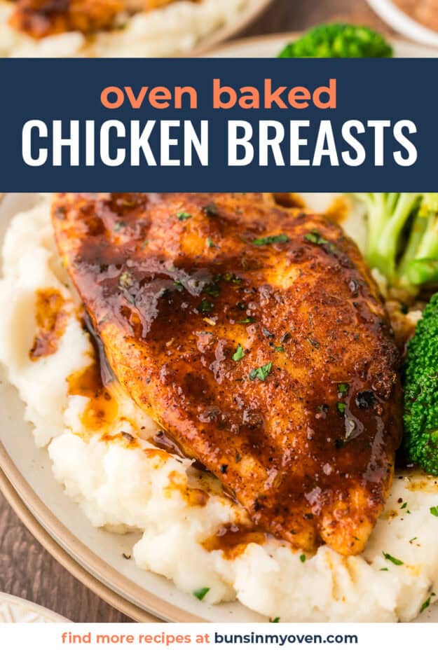Chicken breast on pile of mashed potatoes.