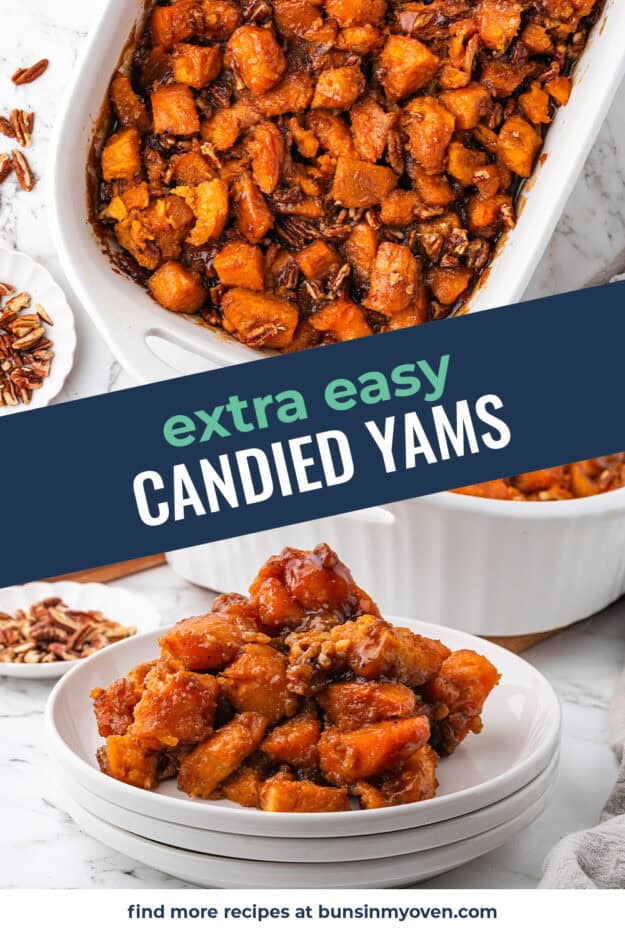 Collage of canned yam recipe images.