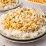 Plate full of million dollar chicken bake.