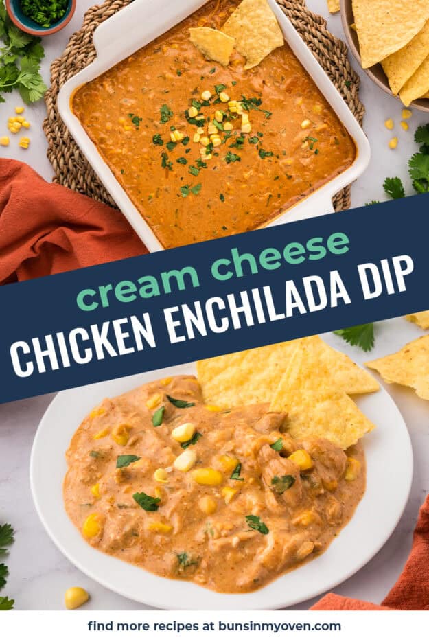 Collage of enchilada dip images.